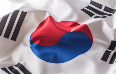 South korea flag. Colorful South Korea flag waving in the wind