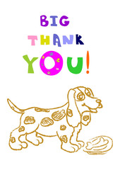 Banner Big thank you text and yellow Dog 