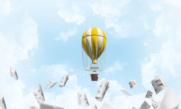 Flying hot air balloon in the air. © adam121