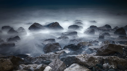 Fototapeta premium long exposure of sea and rocks