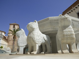 Fuente de los leones en Macael, pueblo español de la provincia de Almería, Andalucía (España)...