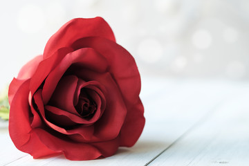 Red roses on wooden background,Valentines day celebration