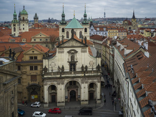 Obraz premium St. Salvator Church in city viewed from Old Town Bridge Tower, Prague, Czech Republic