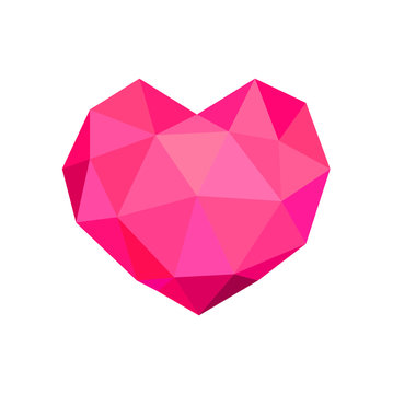 Heart isolated on white background. Icon. Love. Polygons style.