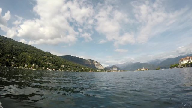 View of Isola Bella from the water. Wide angle.