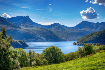Blick über einen Fjord in Norwegen