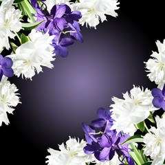 Beautiful floral background of orchid Vanda and white peonies  