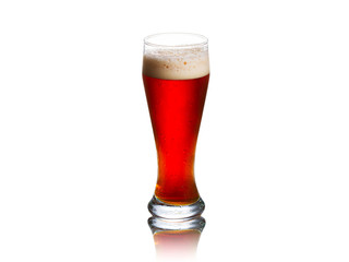Beer on white background, horizontal. Glass of ale