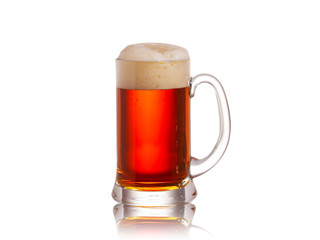 Beer on white background, horizontal. Glass of ale
