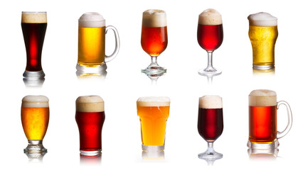 Array of various sorts of beers. Selection of various types of beer, ale