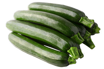 Isolated green group of zucchini isolated on white