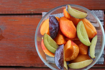 Apricots and plums bowl