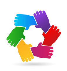 Group of protecting hands icon