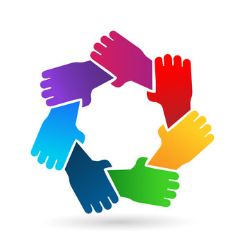 Group of protecting hands icon