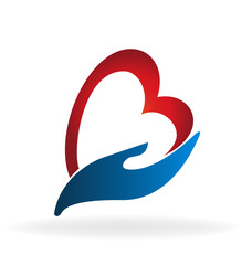 Fototapeta premium Caring hands, gift of love, charity icon