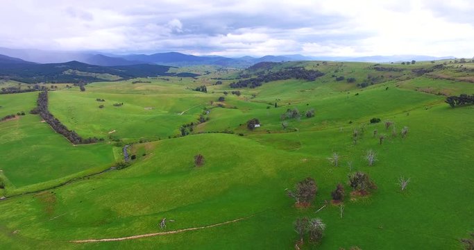 Australia countryside, pan right aerial