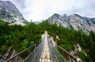 Fototapety  Suspension bridge in mountains