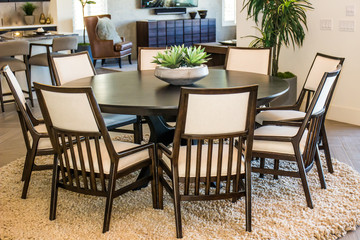 Fototapeta na wymiar Modern Dining Room Table & Chairs