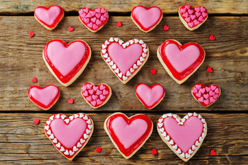 Heart shape sugar cookies for Valentine's Day