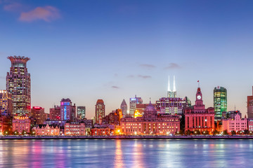 Naklejka premium Shanghai Bund night view