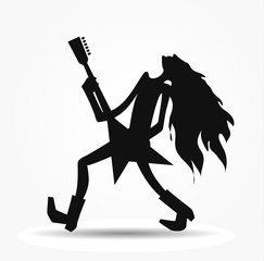 Obraz premium Vector silhouette of the rock artist, cartoon guitarist image