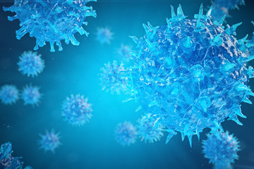 Viral hepatitis infection causing chronic liver disease, Hepatitis viruses. 3d illustration