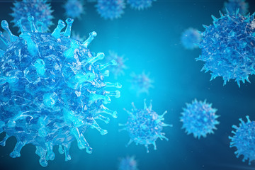 Viral hepatitis infection causing chronic liver disease, Hepatitis viruses. 3d illustration