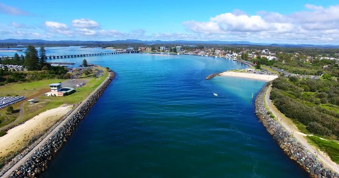 Coastal city in Australia, aerial