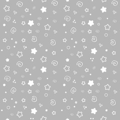 Seamless pattern baby set on grey background. cute delicate illustration, soft Pastel color. printing on paper and fabric