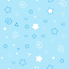 Seamless pattern baby set on blue background. cute illustration of a delicate, soft color.