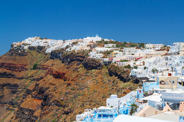 White architecture of Fira town on Santorini island, Greece
