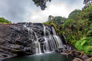 Scenic tropical waterfall in Sri Lanka