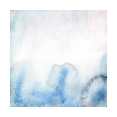 Watercolor abstract background with blue splashes. 