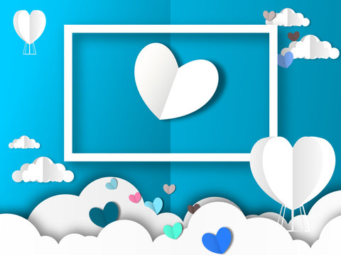 Coeur et amour qui s'envole - saint valentin - 
 coeur nuage - origami
