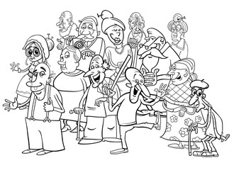 senior characters group cartoon coloring book