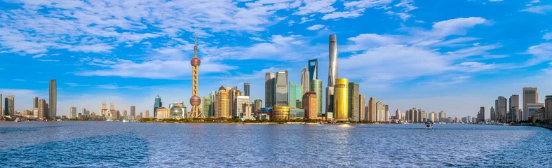 Gordijnen Architectuurlandschap en skyline van Shanghai Bund © 昊 周