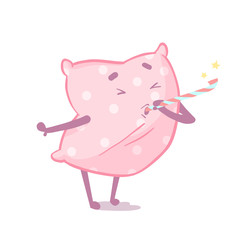 Girly Pajama Party Invitation Card Template With  cute cartoon Pillow Inviting For The Slumber Pyjama Overnight Sleepover. Pillow logo.