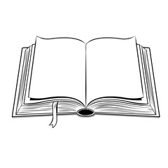 Open book coloring vector illustration