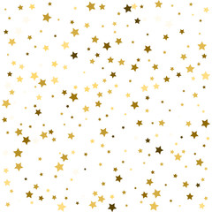 Holiday background with little golden stars isolated on white