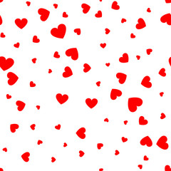 Valentines Day red hearts, vector seamless holiday background