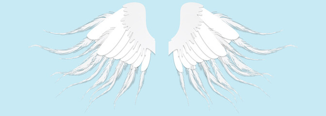Fototapeta na wymiar Angel wings isolated on the blue background. Vector