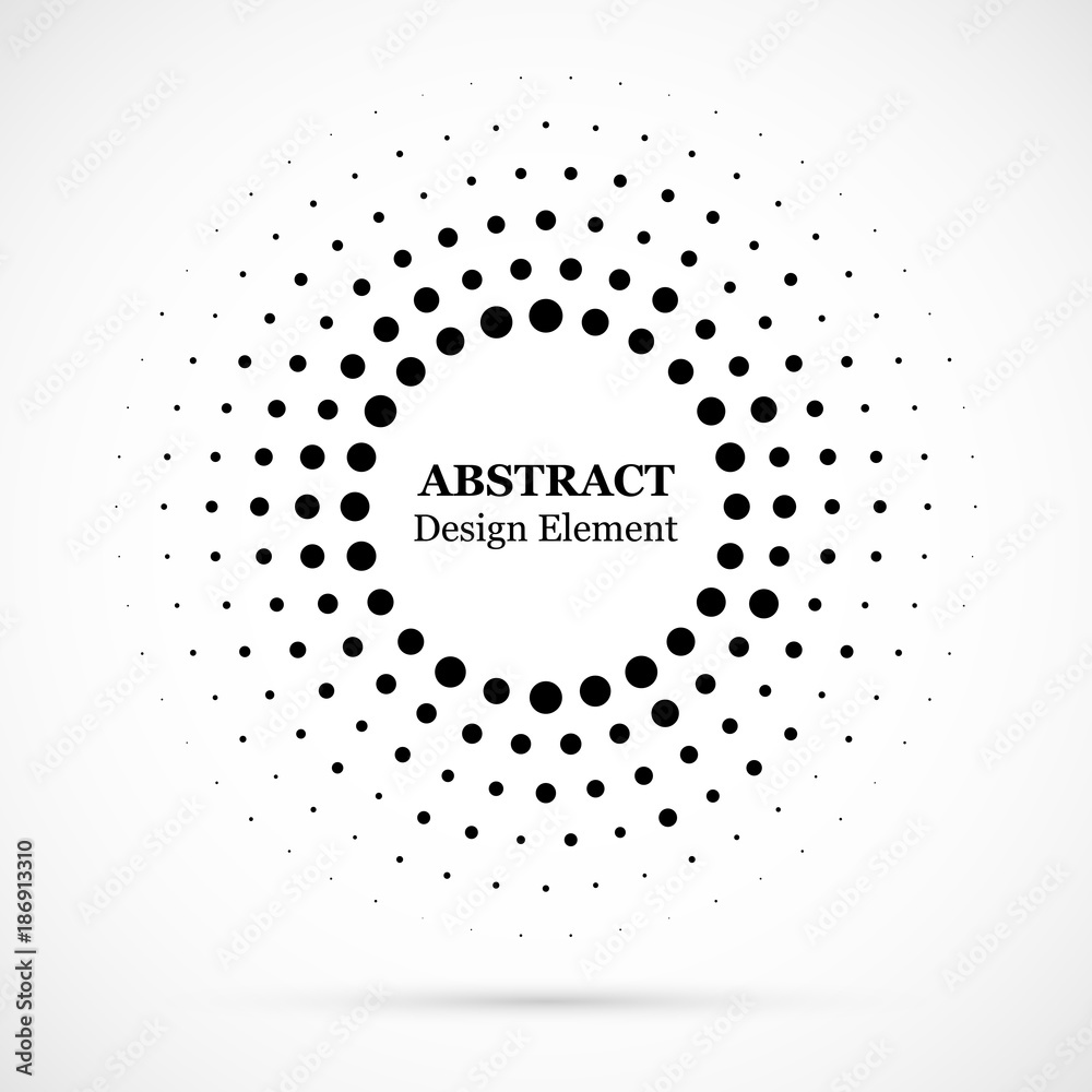 Wall mural halftone dotted background circularly distributed. halftone effect vector pattern. circle dots isola