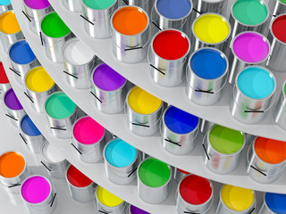 Silver Paint Buckets - 3D Rendering 