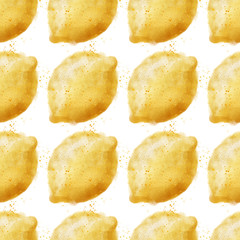 Watercolor lemon seamless pattern