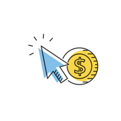 Internet marketing concept. Pay per click vector line icon.