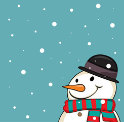 Snowman enjoying in the snowflakes