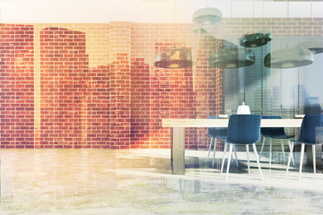 Brick dining room interior