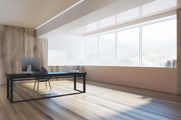 Wooden CEO office interior side