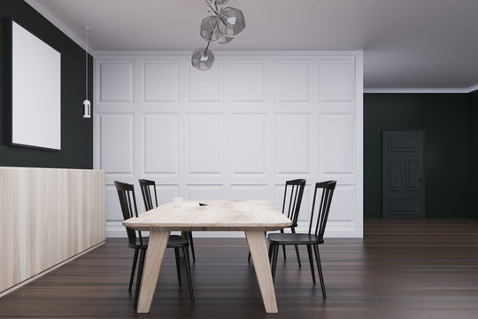 Black and white dining room, long poster side