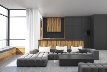 Black and wooden living room square table
